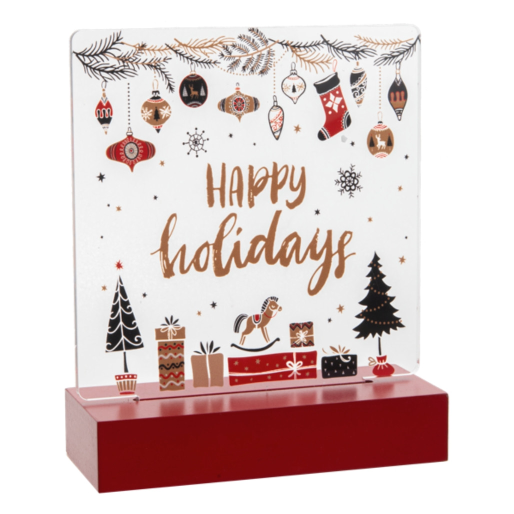 LED Light Up Happy Holidays Tabletop Decor