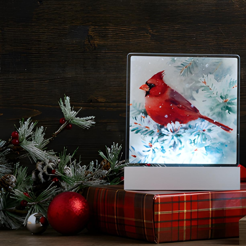 LED Light Up Winter Cardinal Tabletop Decor