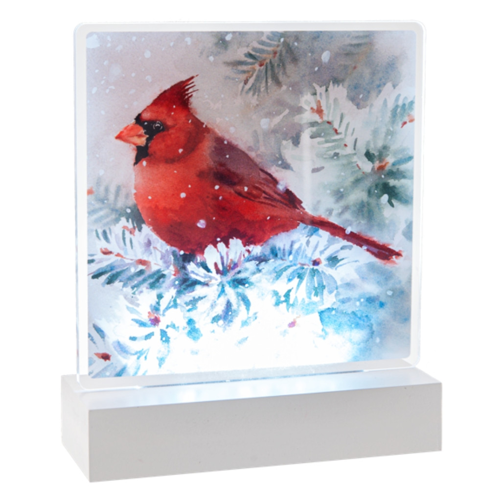 LED Light Up Winter Cardinal Tabletop Decor