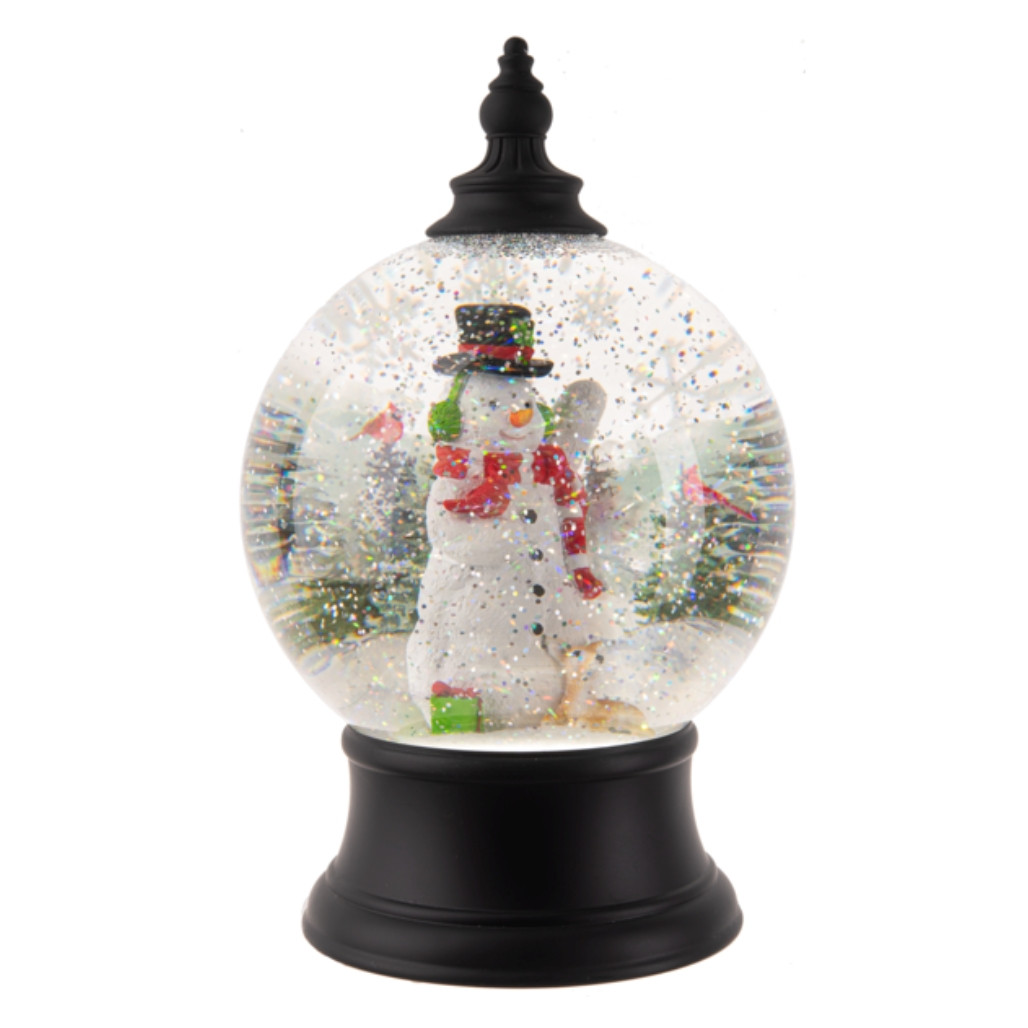 LED Light Up Rotating Shimmer Snowman Globe
