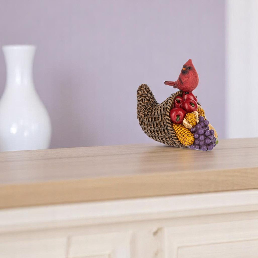 Horn of Plenty with Cardinal Figurine