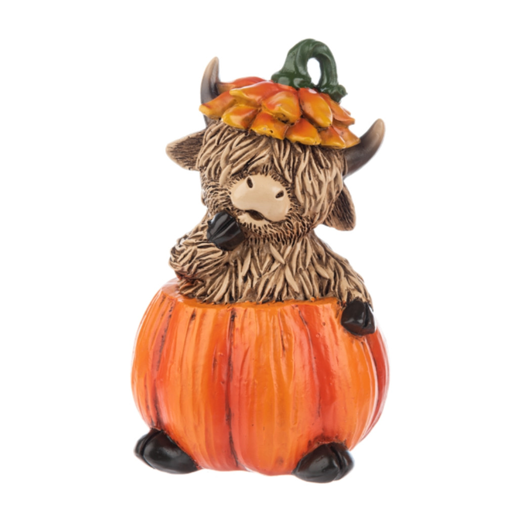Autumn Blossom Highland Cow Figurine