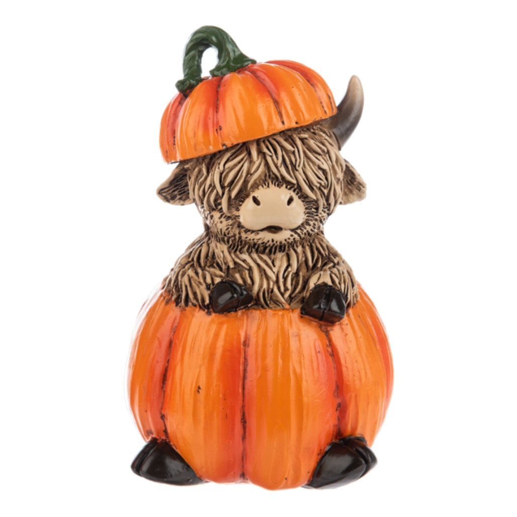 Pumpkin Patch Highland Cow Figurine