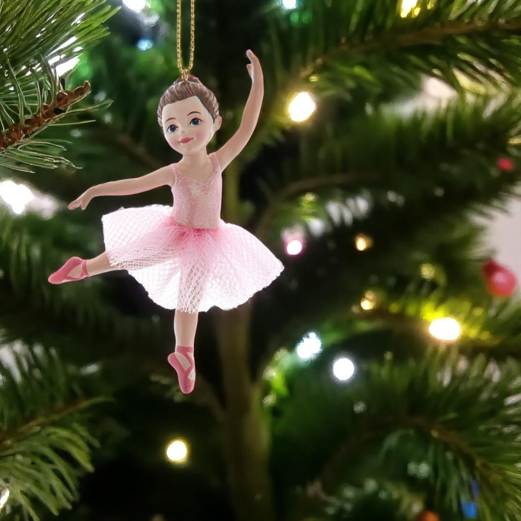 Brunette Pink Ballerina Girl Ornament