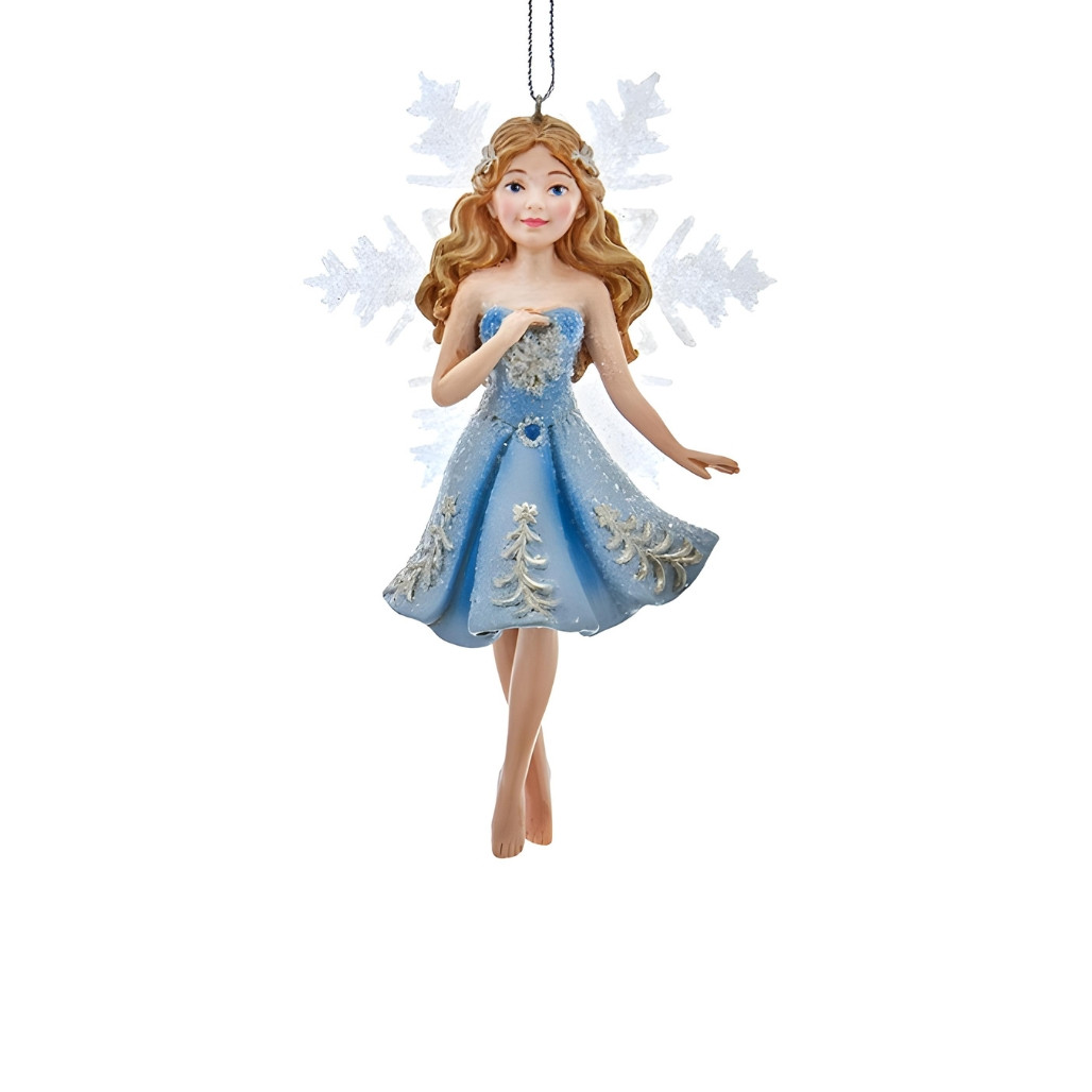 Blue Fairy with Snowflake Wings Ornament