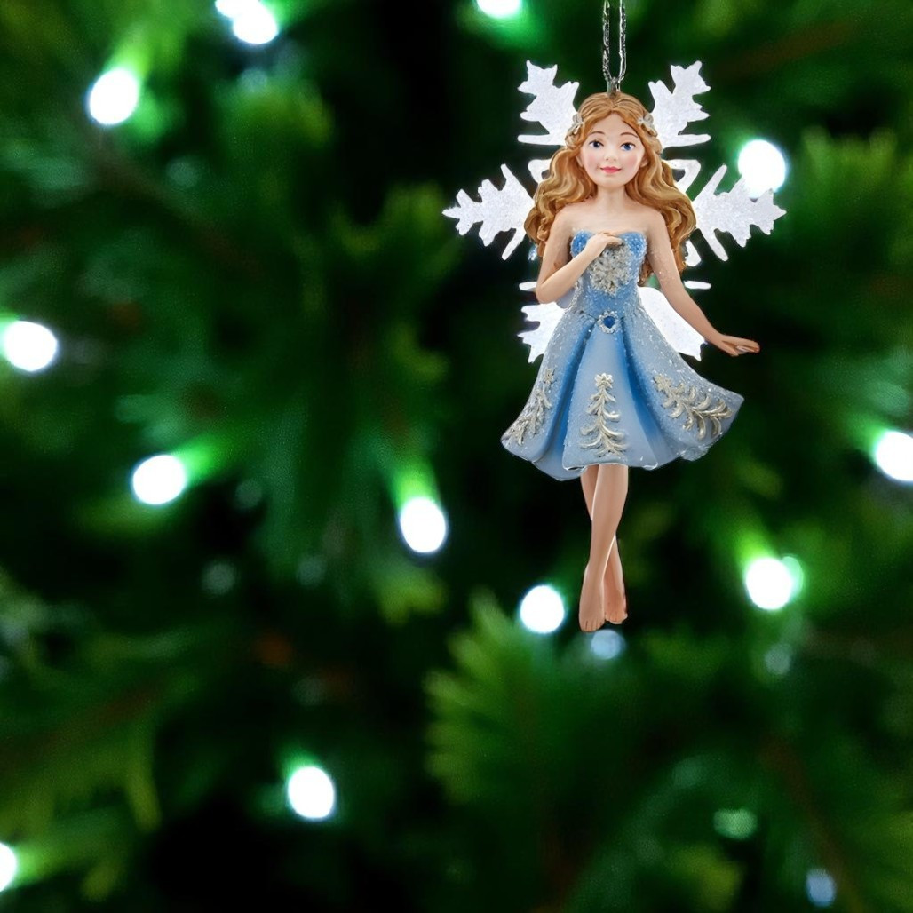 Blue Fairy with Snowflake Wings Ornament