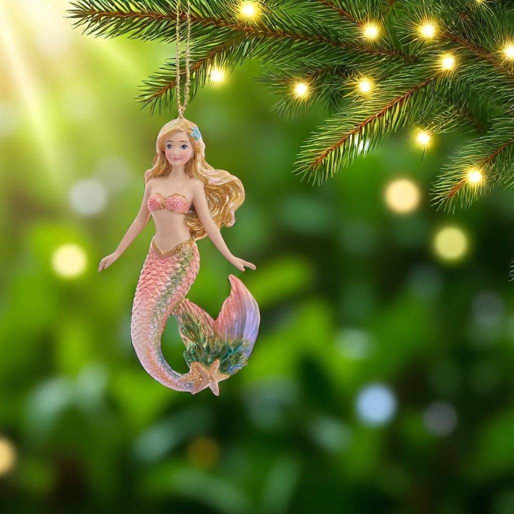 Pink Electroplated Mermaid Ornament