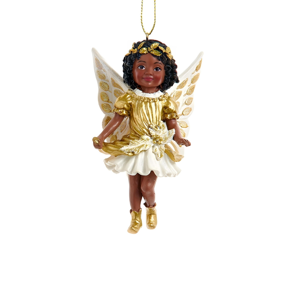 African American Angel in Gold Dress Ornament