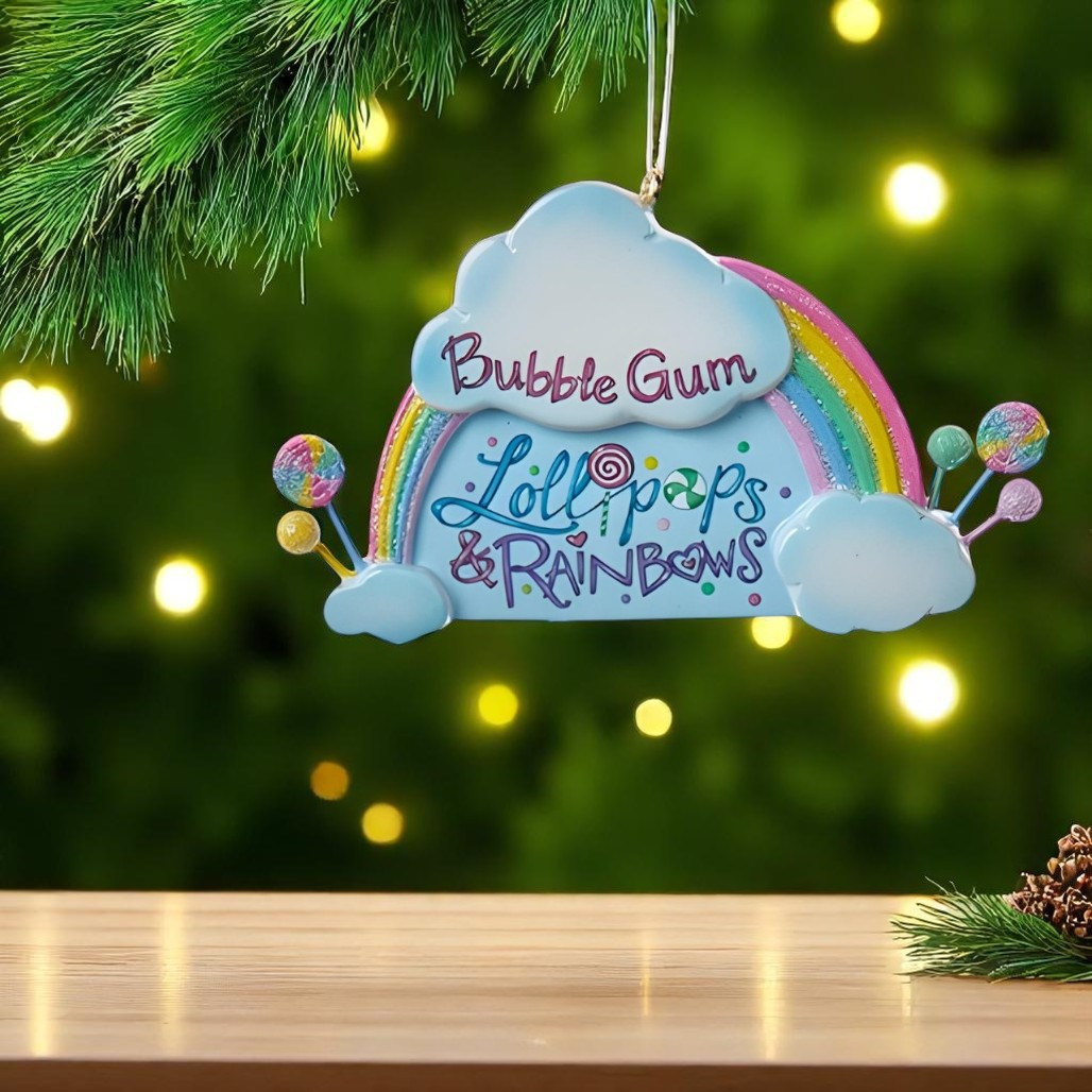 Bubble Gum And Lollipop Rainbow Personalized Ornament