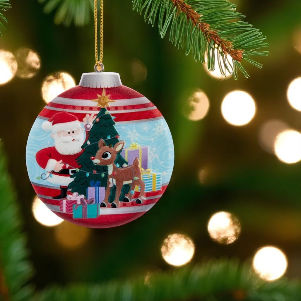 Rudolph and Santa Double-Sided Ornament