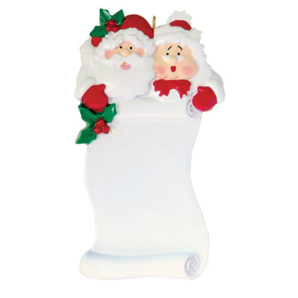 Personalized Santa & Mrs. Claus with List Ornament