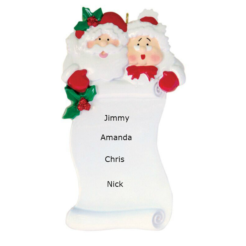 Personalized Santa & Mrs. Claus with List Ornament