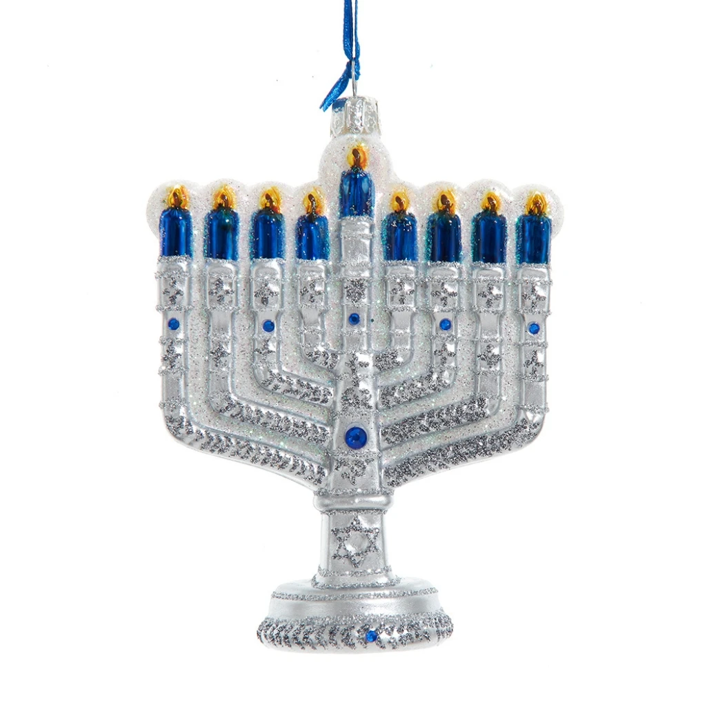 Glass Hanukkah Menorah Ornament