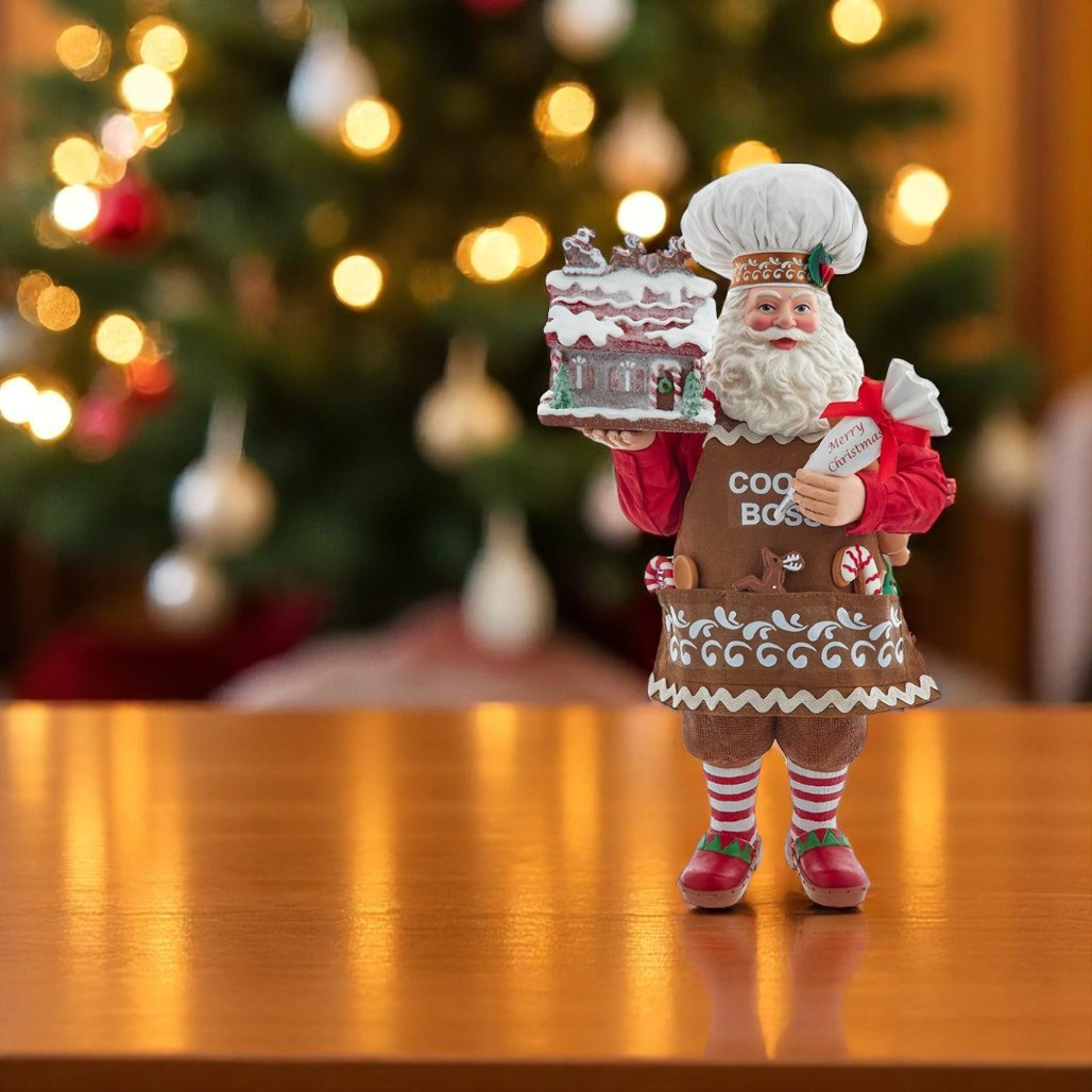 Fabriche Chef Santa with Gingerbread House