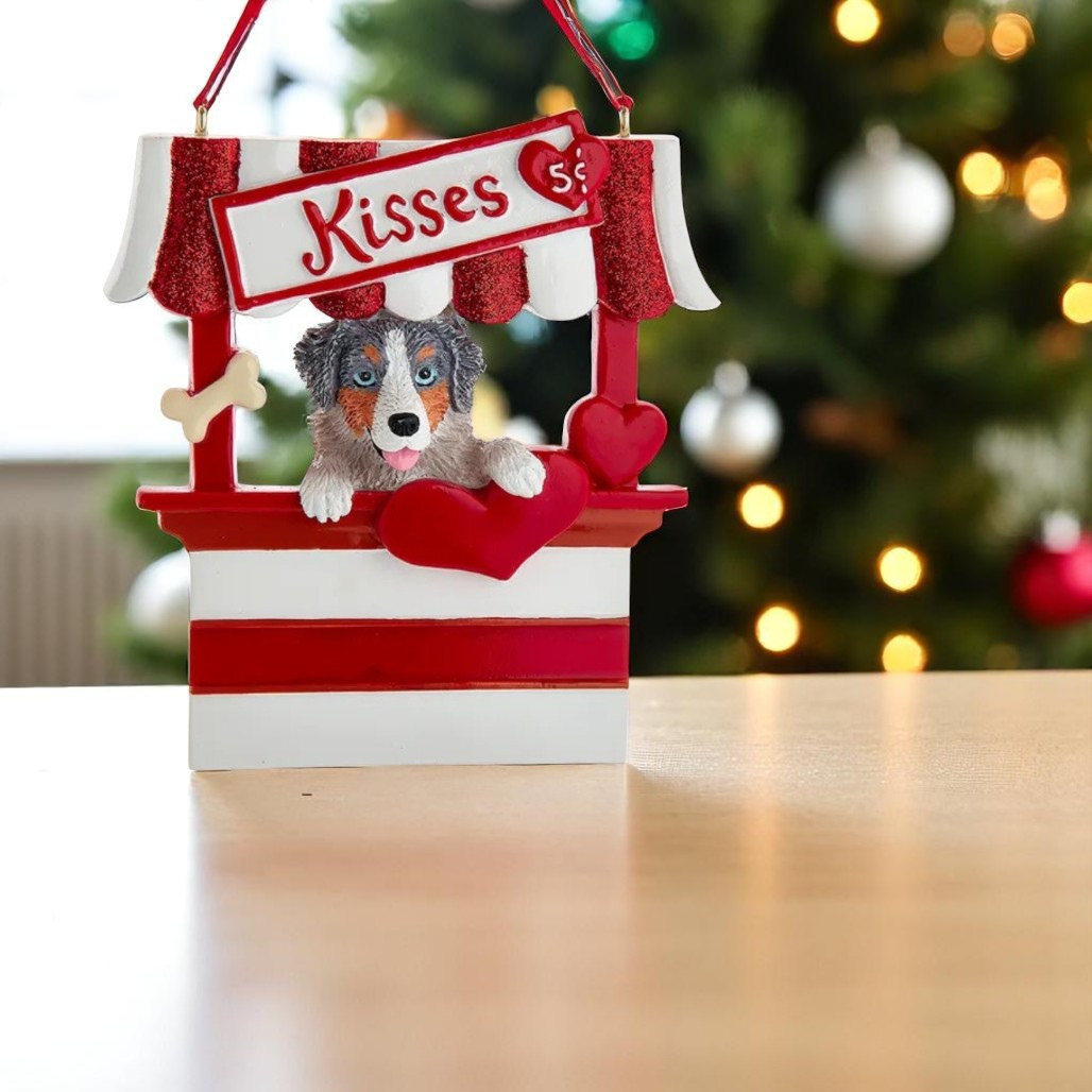 Australian Shepherd Kissing Booth Personalized Ornament