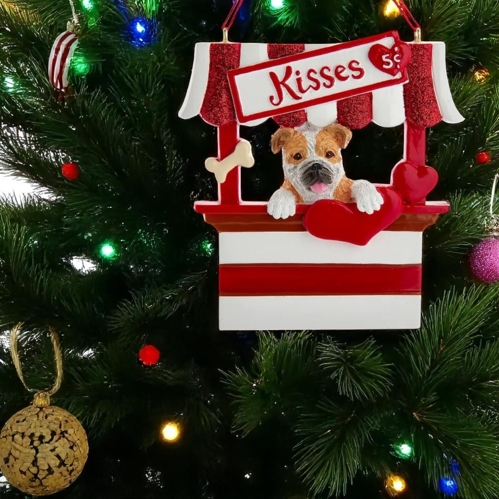 Bulldog Kissing Booth Personalized Ornament