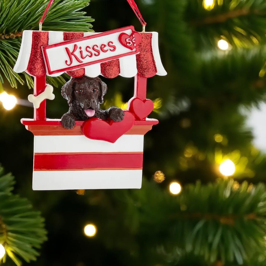 Brown Labrador Kissing Booth Personalized Ornament