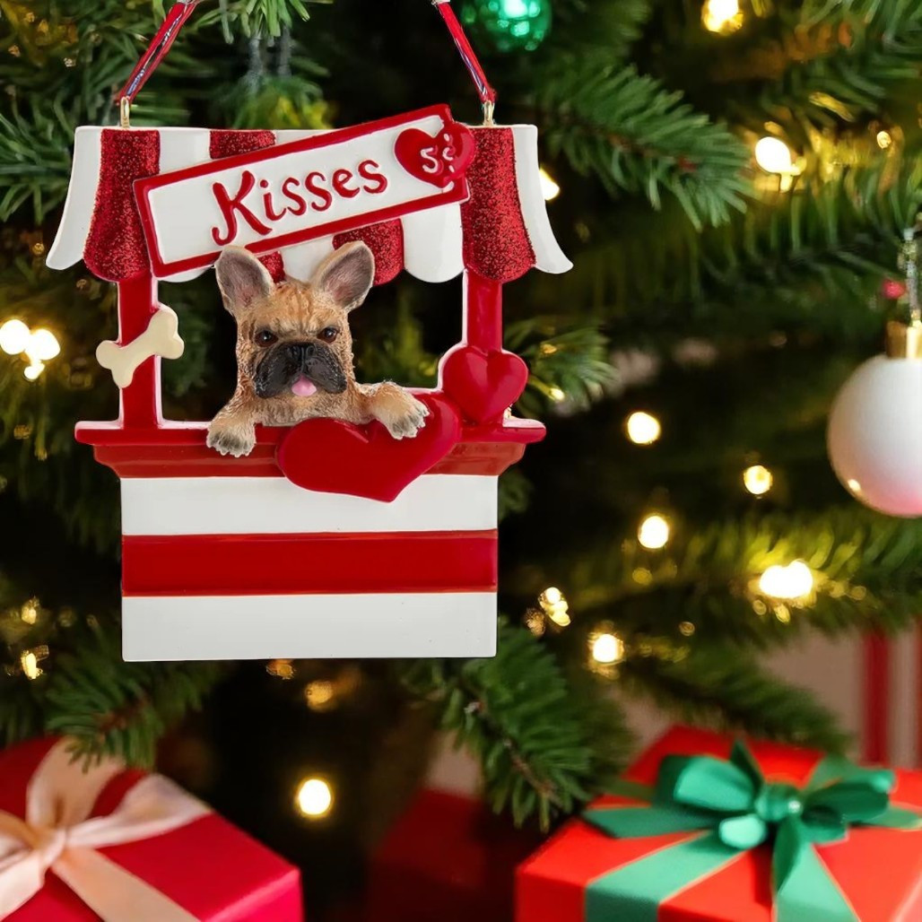French Bulldog Kissing Booth Personalized Ornament