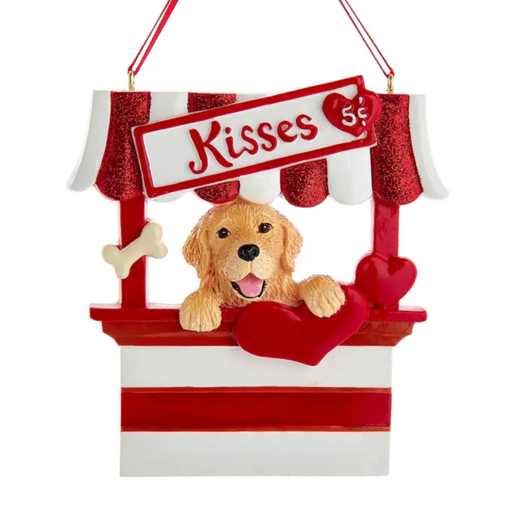 Golden Retriever Kissing Booth Personalized Ornament