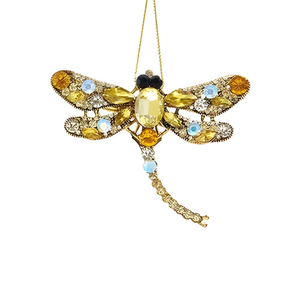 Gold Jeweled Dragonfly Clip Ornament