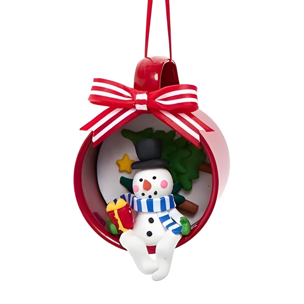 Snowman Sitting In Cup Ornament