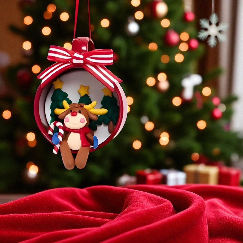 Reindeer Sitting In Cup Ornament