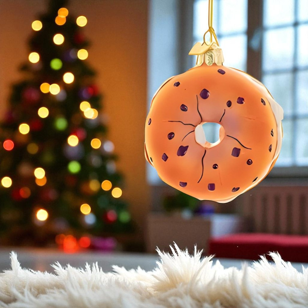 Onion Bagel Glass Ornament