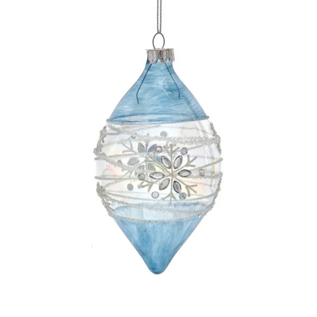 Blue And Clear Translucent Drop Ornament