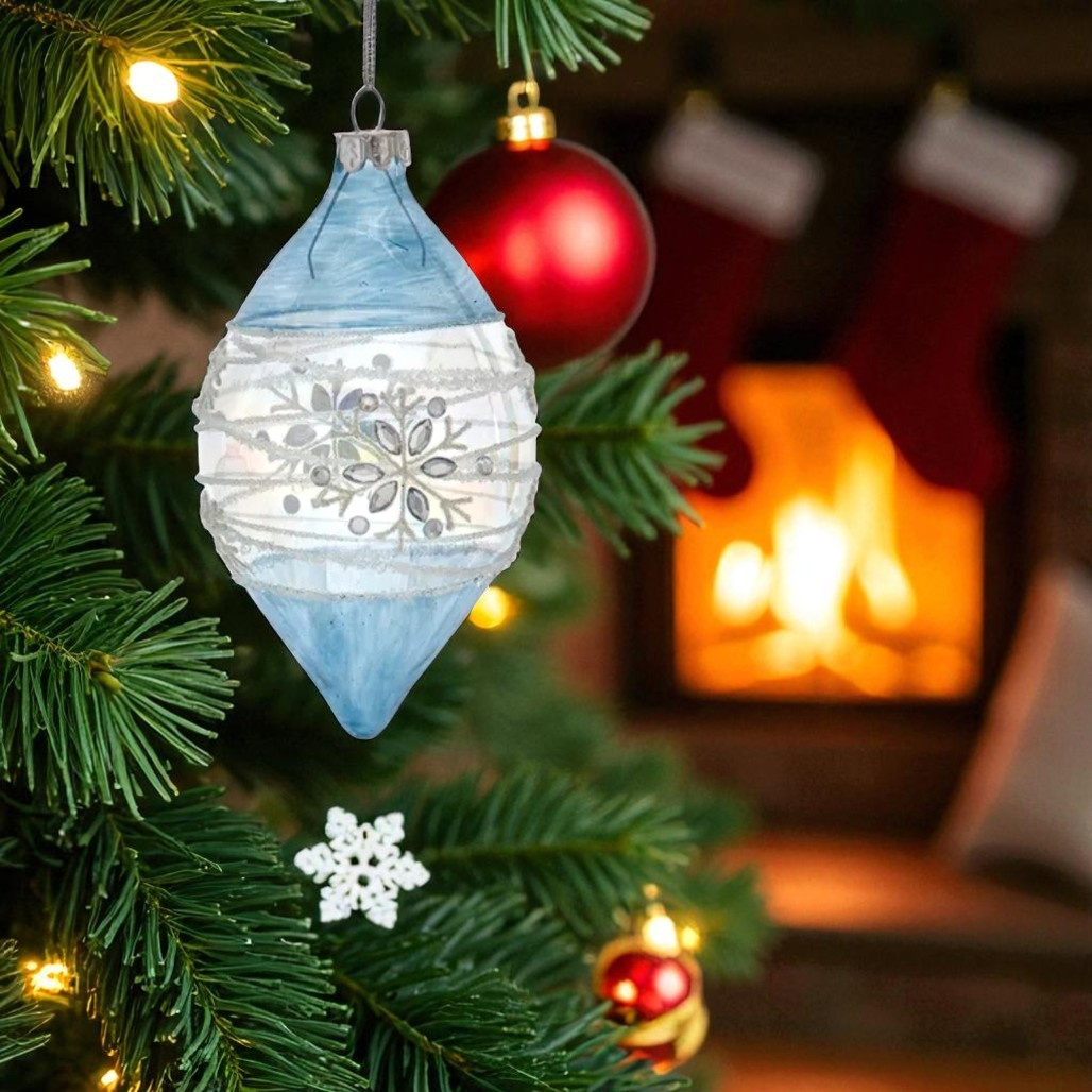 Blue And Clear Translucent Drop Ornament