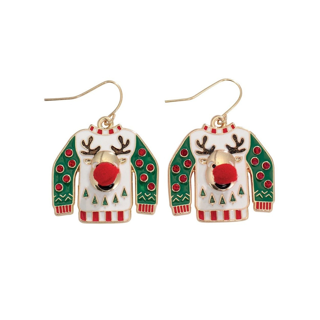 Rudolph Sweater Dangle Earrings by Periwinkle