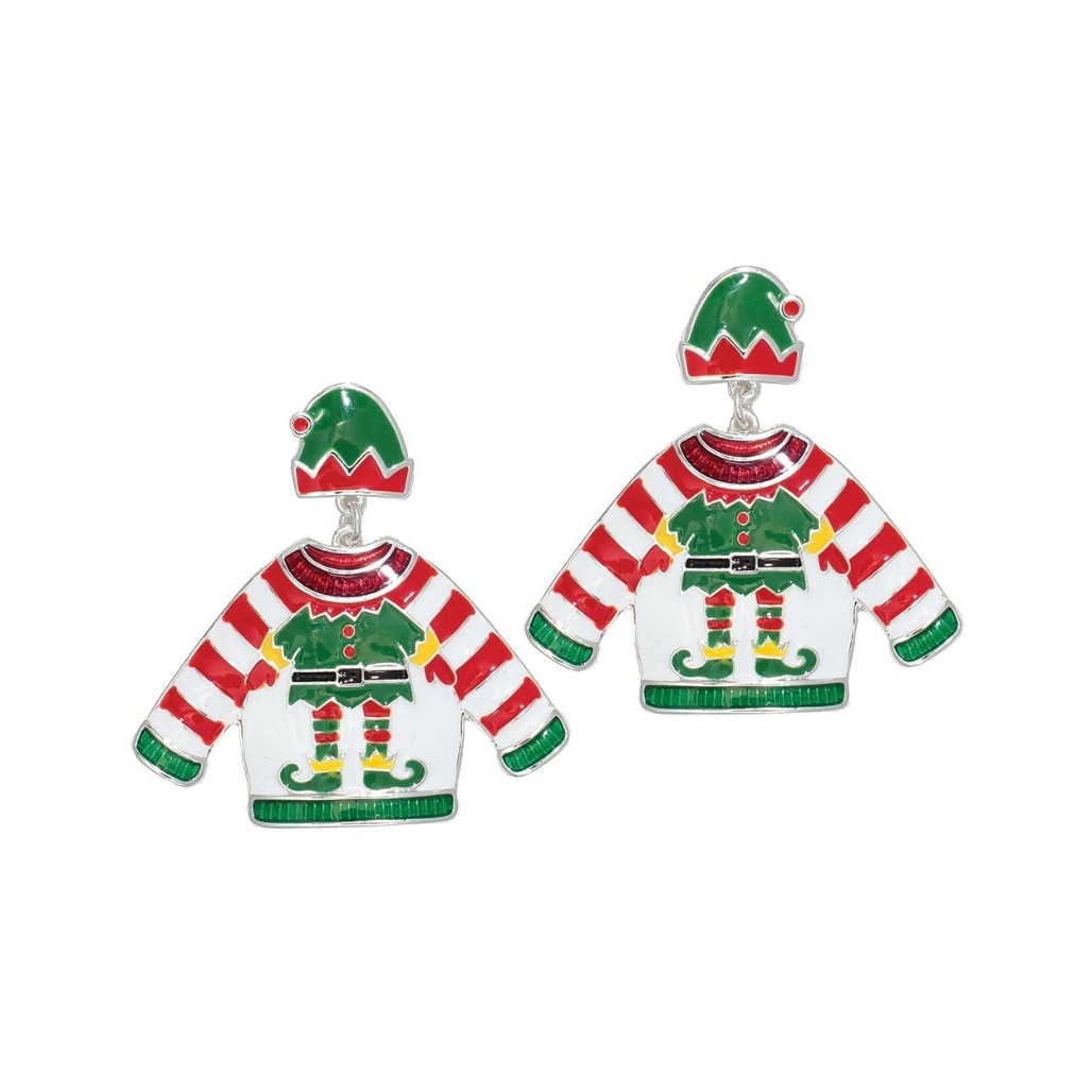 Elf Hat and Sweater Dangle Earrings by Periwinkle