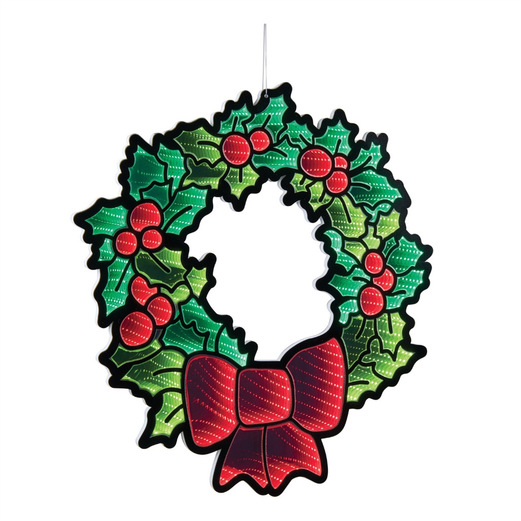 Holly Wreath with Bow Infinity Light