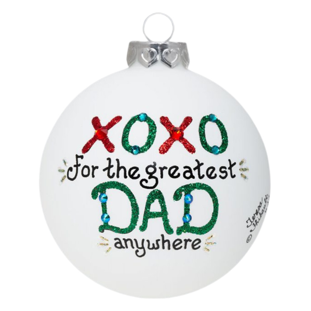Heart Gifts Dad XOXO Glass Ornament