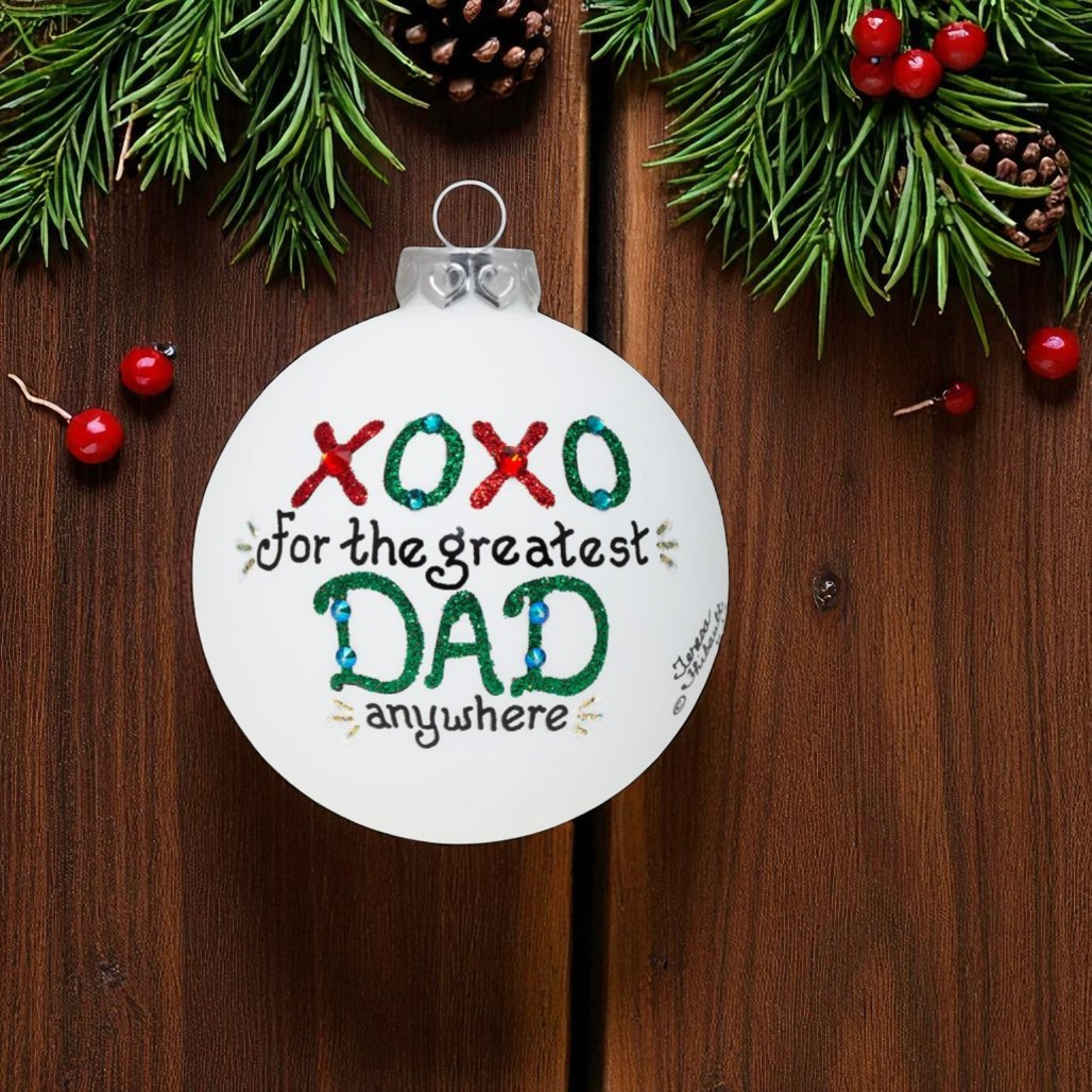 Heart Gifts Dad XOXO Glass Ornament