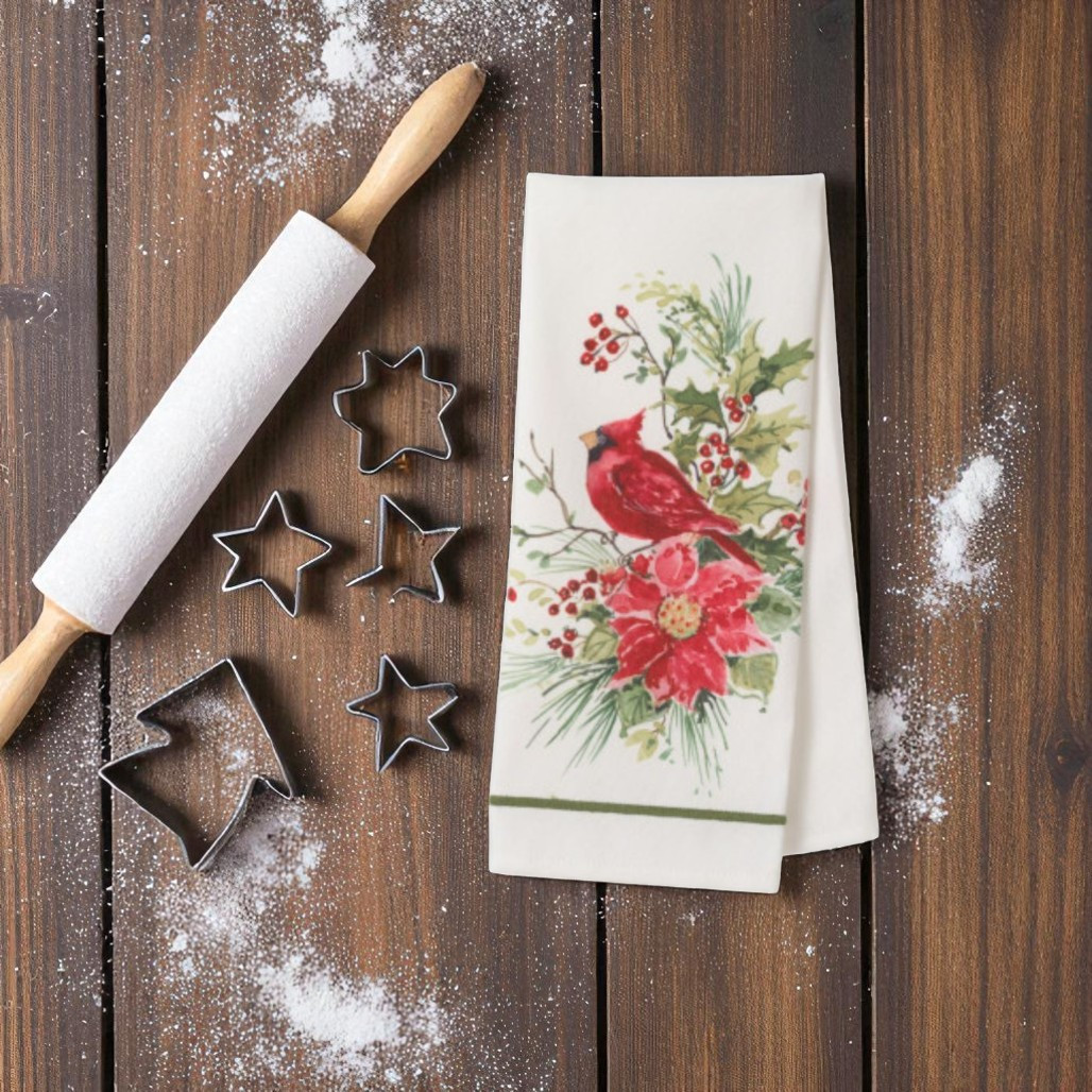 Holiday Cardinal Tea Towel