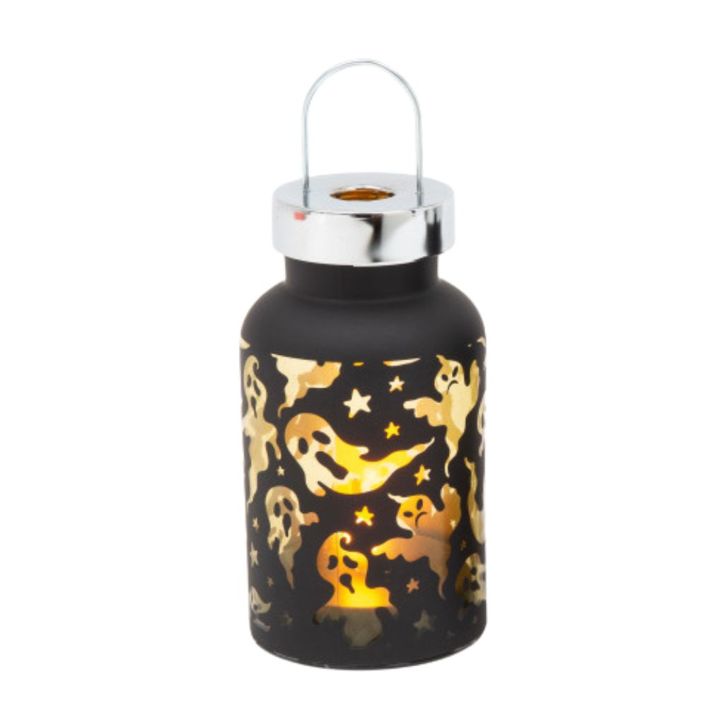 Lighted Halloween Ghosts Glass Jar