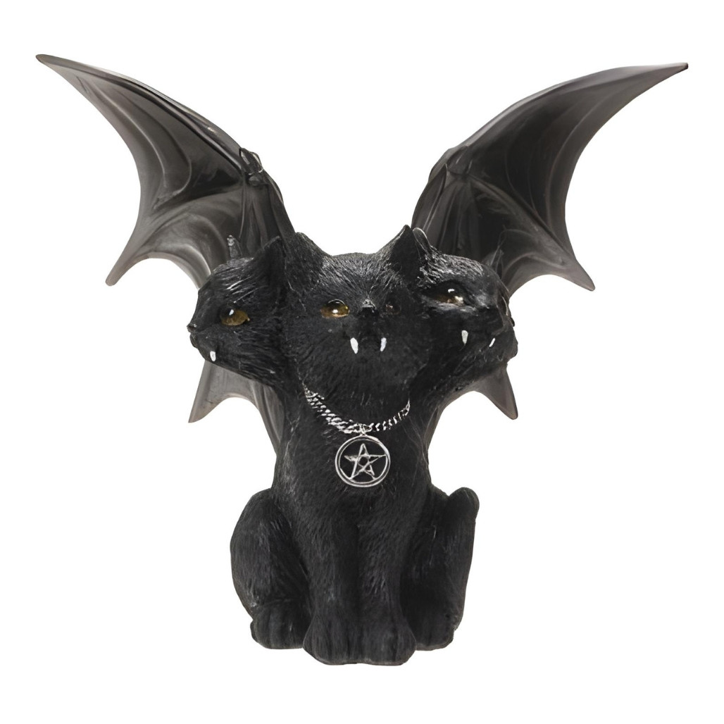 Triple Headed Winged Cat Figurine