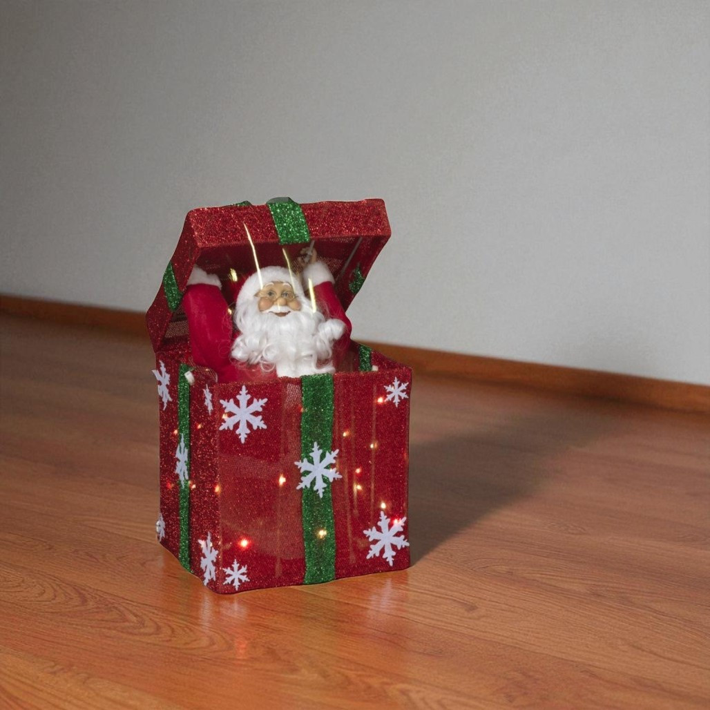 Lighted Musical Animated Santa Gift Box