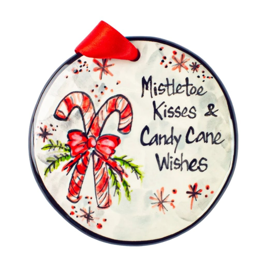 Nola Watkins Mistletoe Kisses & Candy Cane Wishes Ornament