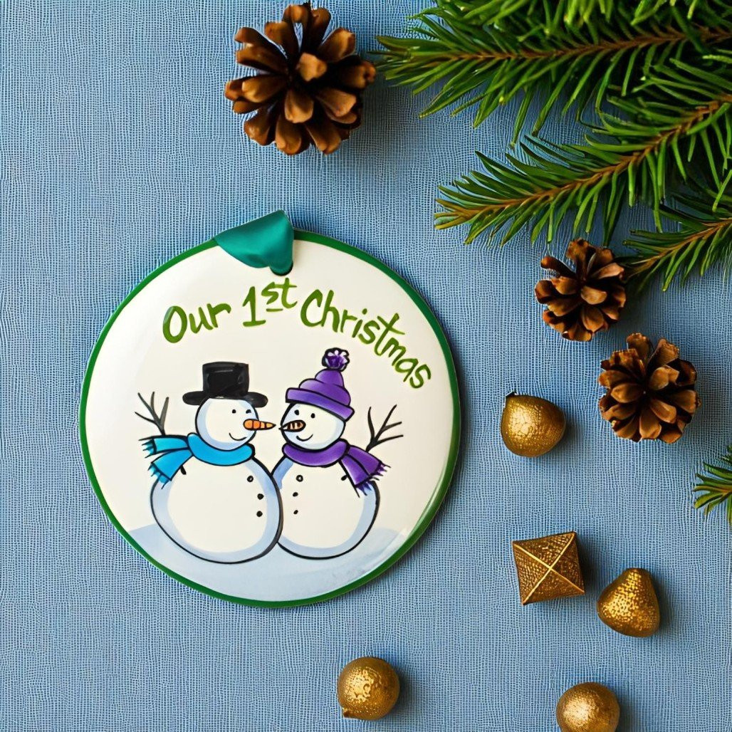 The Nola Watkins Collection Our First Christmas Snow Couple Ornament