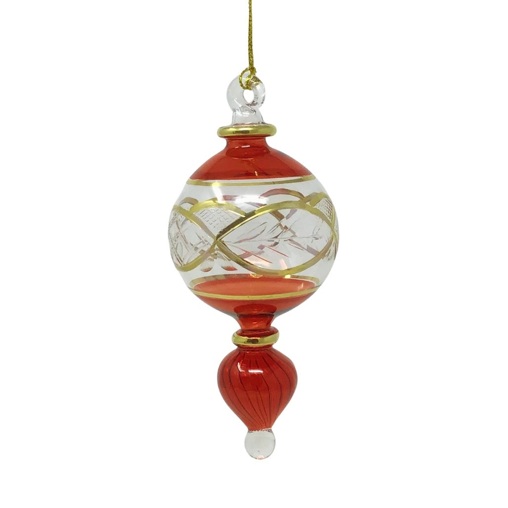 Egyptian Museum Glass Red Ball Drop Ornament