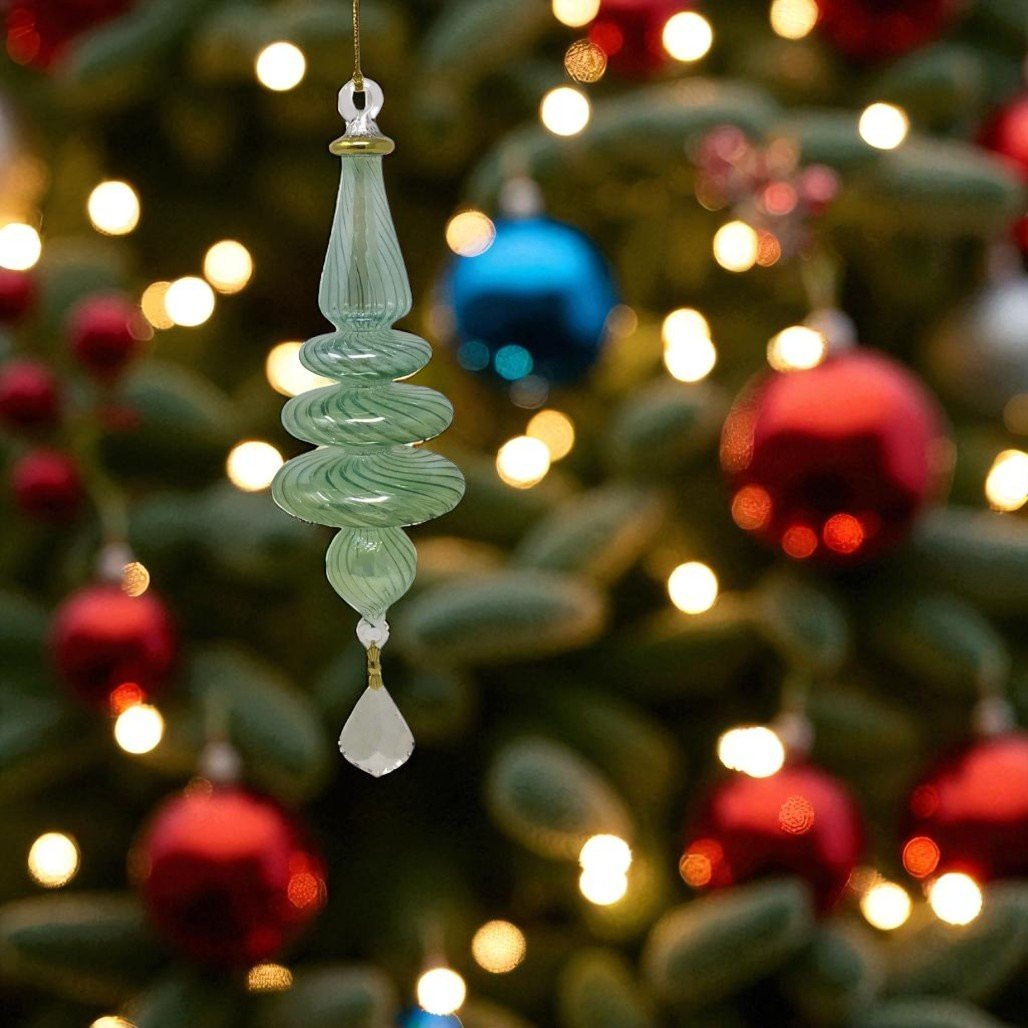Egyptian Museum Glass Pink Swirl Tree with Crystal Drop Ornament
