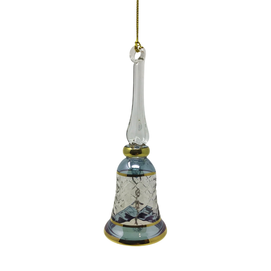 Egyptian Museum Small Blue Bell Glass Ornament