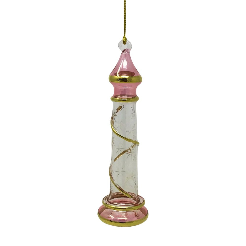 Egyptian Museum Pink Lighthouse Glass Ornament