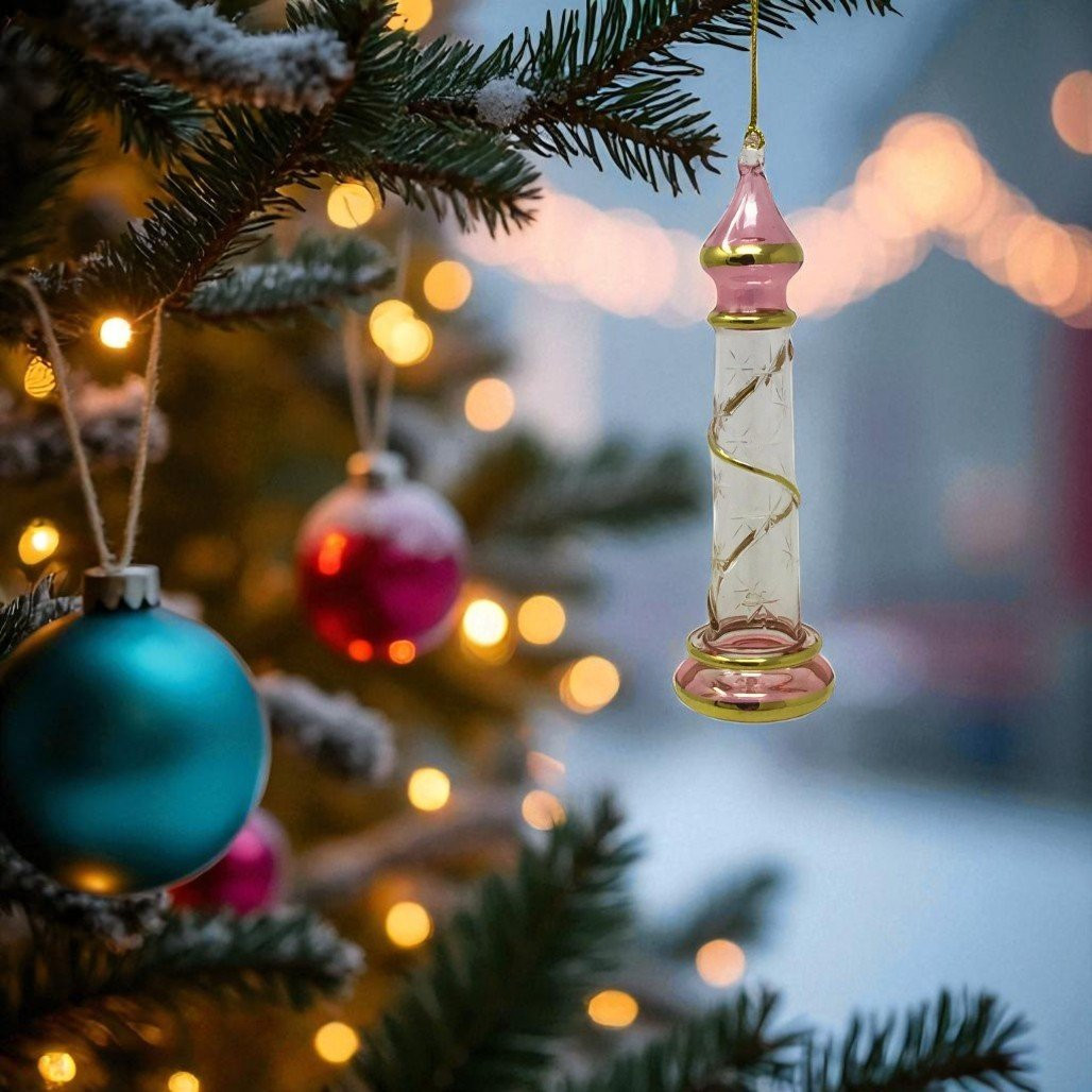 Egyptian Museum Pink Lighthouse Glass Ornament