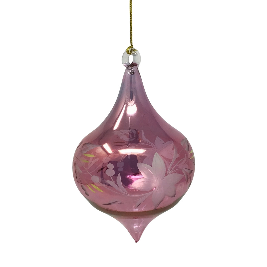 Egyptian Museum Purple Floral Etched Onion Glass Ornament