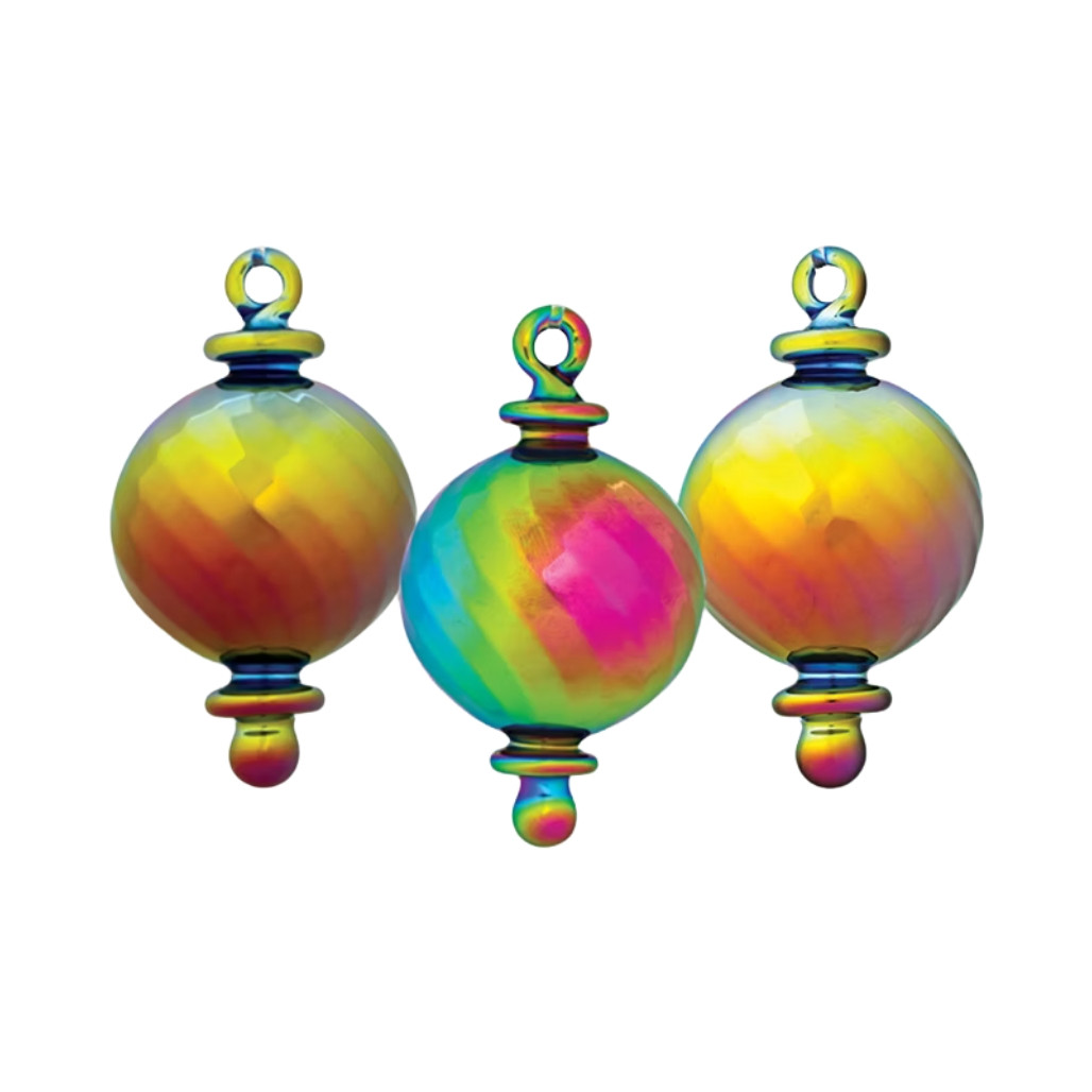 Egyptian Museum Chromatic Glass Ball Set of 3 Ornaments