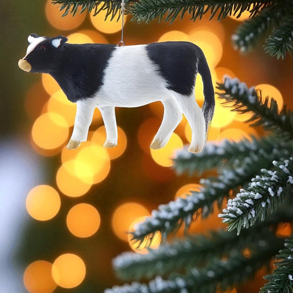 Black and White Cow Farm Animal Ornament