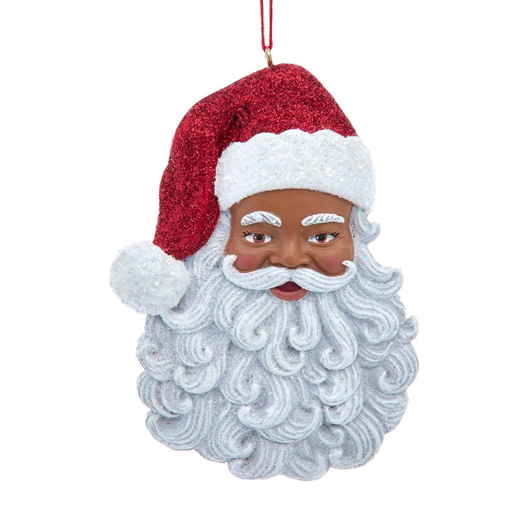 African American Santa Head Ornament