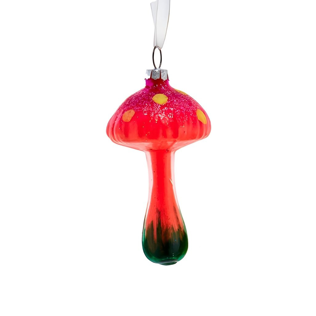 Red Glow in the Dark Mushroom Ornament